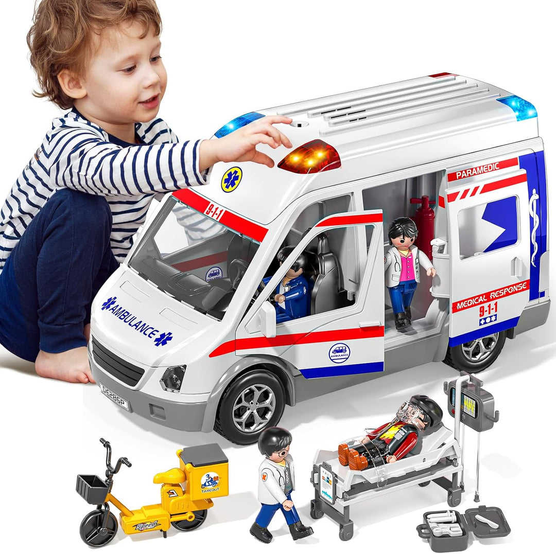 MSKOLER - Juego de ambulancia de juguete para niños de 3 a