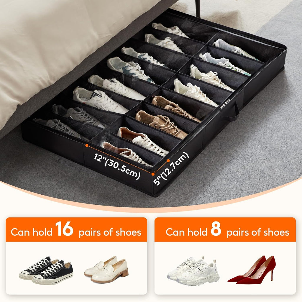 Lifewit Organizador de Almacenamiento para Zapatos Bajo la Cama, Pack de 4 (16 Celdas para Zapatos)