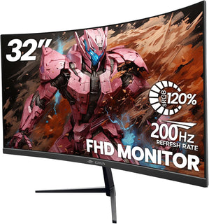 CRUA Monitor curvo FHD 200Hz para juegos de 32 pulgadas, 1800R, AMD...