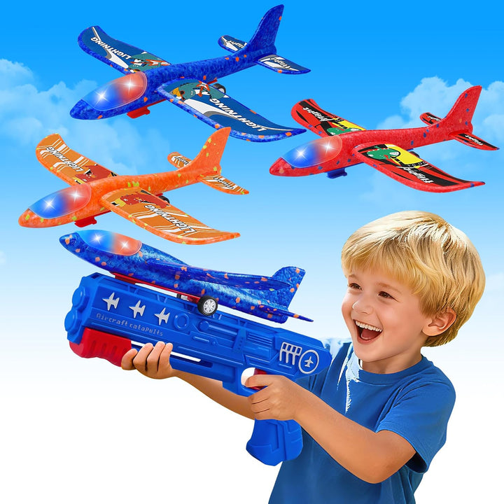 LJZJ Paquete de 3 juguetes lanzadores de aviones, 2 modos de vuelo,...