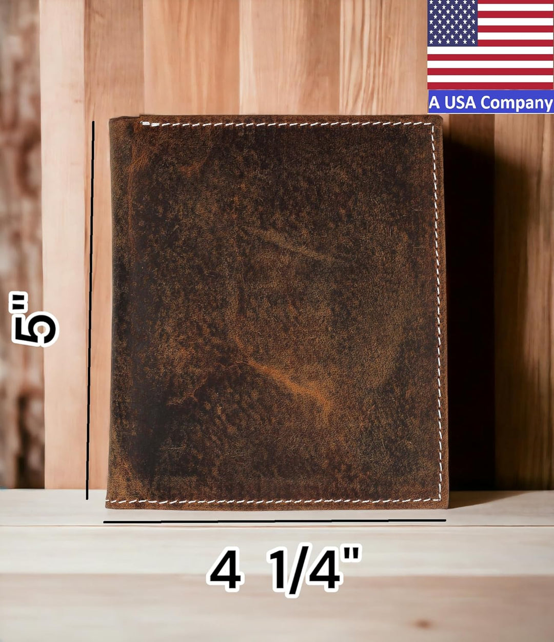 F&amp;L CLASSIC Cartera de Cuero Bi-Fold Grande Estilo Hipster con...