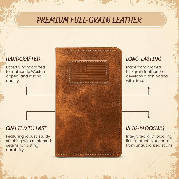 Billetera clásica de cuero de grano completo - Elegante cartera ver...