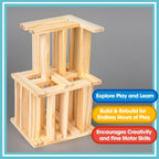 Juego de bloques de construcción de madera, juguetes de construcción de bloques de tablones de 200 piezas, juguete educativo de madera STEM para niños y niños pequeños