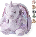 Moonkie Hug & Go - Mochila de unicornio para niños pequeños, bolsa de felpa suave con juguete desmontable para niñas de 2 a 4 años, perfecta para guardería, viajes y regalos de cumpleaños para niños de 3 años