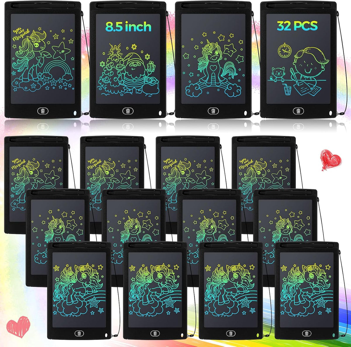Zhehao Tableta de escritura LCD de 32 piezas para niños 8.5 "borrable