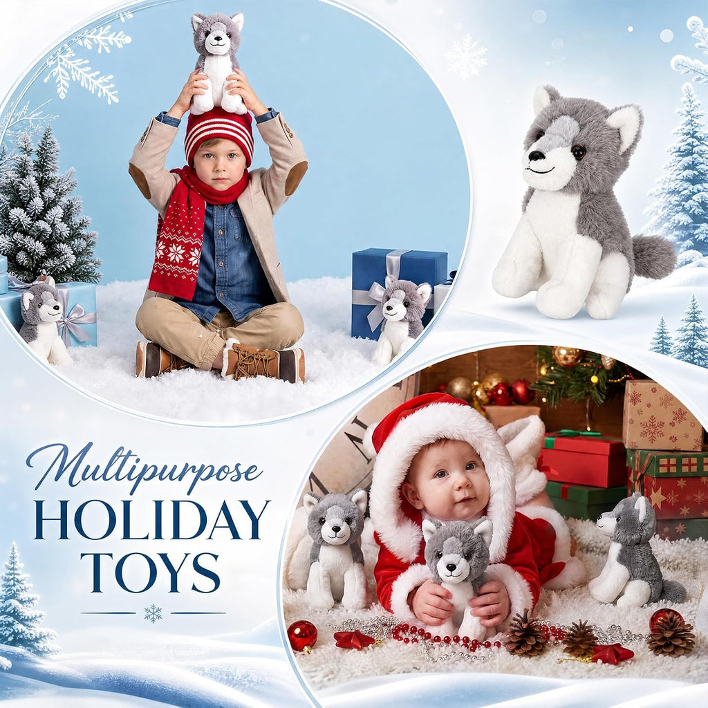 Juguete de peluche de lobo de 12 piezas, animal de peluche de