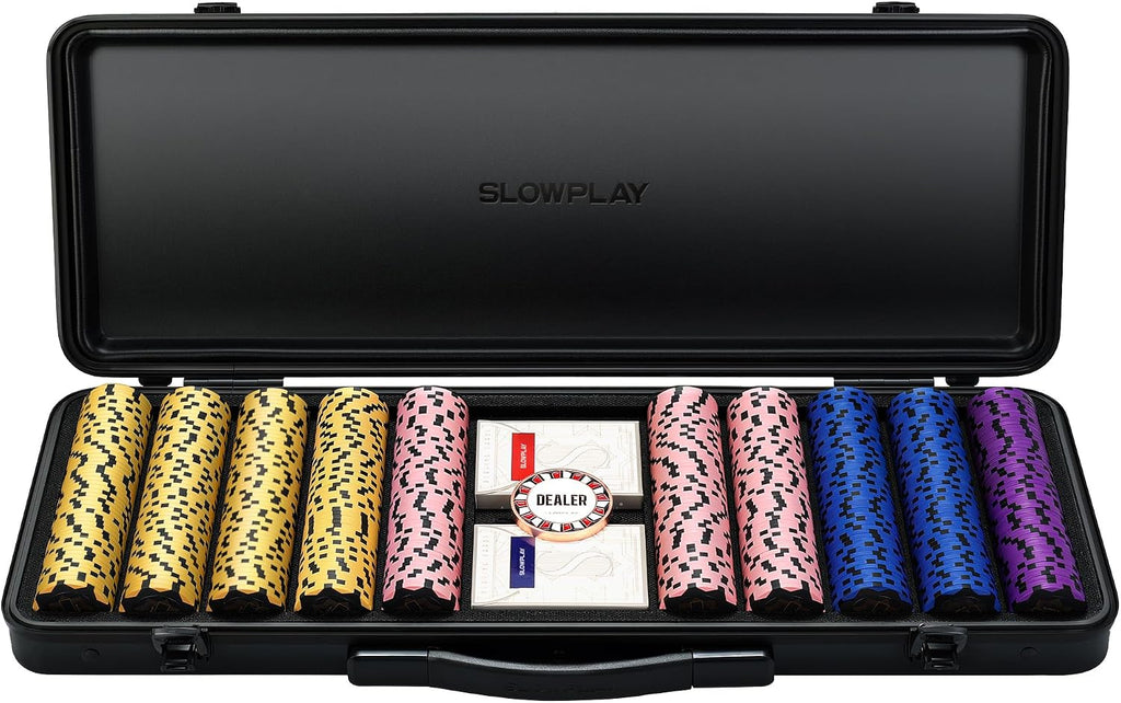 SLOWPLAY Nash Juego de Fichas de Póker 500 PCS con Estuche, Fichas de Arcilla de 14 Gram