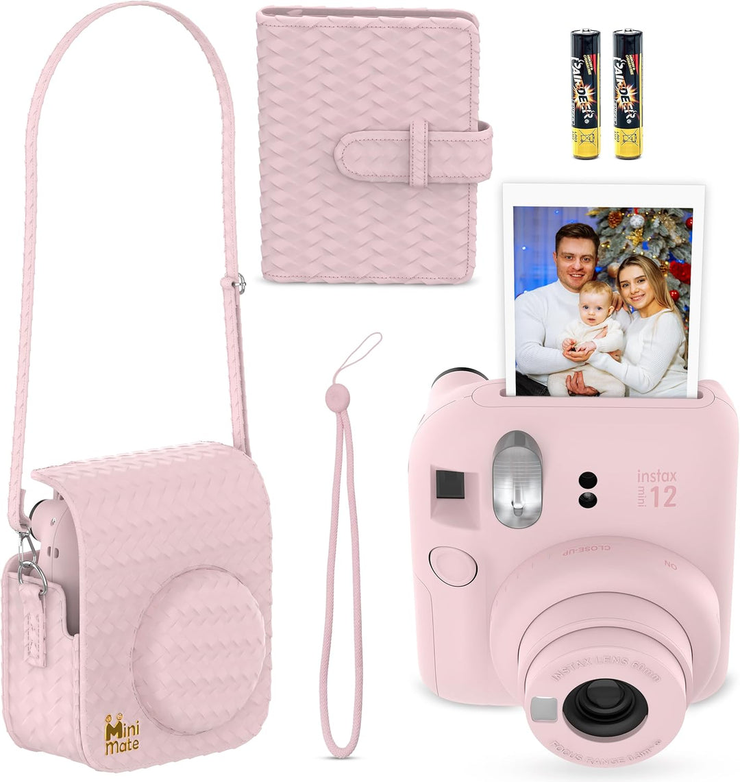 Fujifilm Cámara instantánea Instax Mini 12 color rosa flor + estuch...