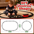 Juego de tren de árbol de Navidad de 15 piezas con humo, sonido y luces, pista elegante y vagones de pasajeros vintage para Navidad, juego de tren para niños de 3 a 8 años, regalos para niños