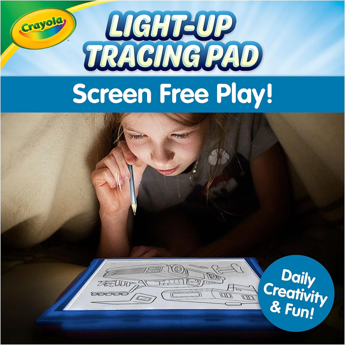 Crayola Almohadilla de trazado iluminada: proyector de dibujo y trazado azul, para niños, mesa de caja de luz para bocetos, juguetes para niños, regalo para niñas y niños, a partir de 6 años