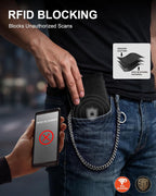 Cartera de cadena de cuero de grano completo: billetera bible para hombre
