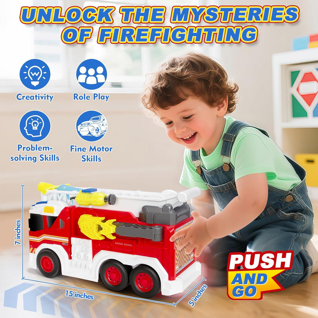 Camiones de bomberos grandes para niños pequeños, juguetes para niñ...