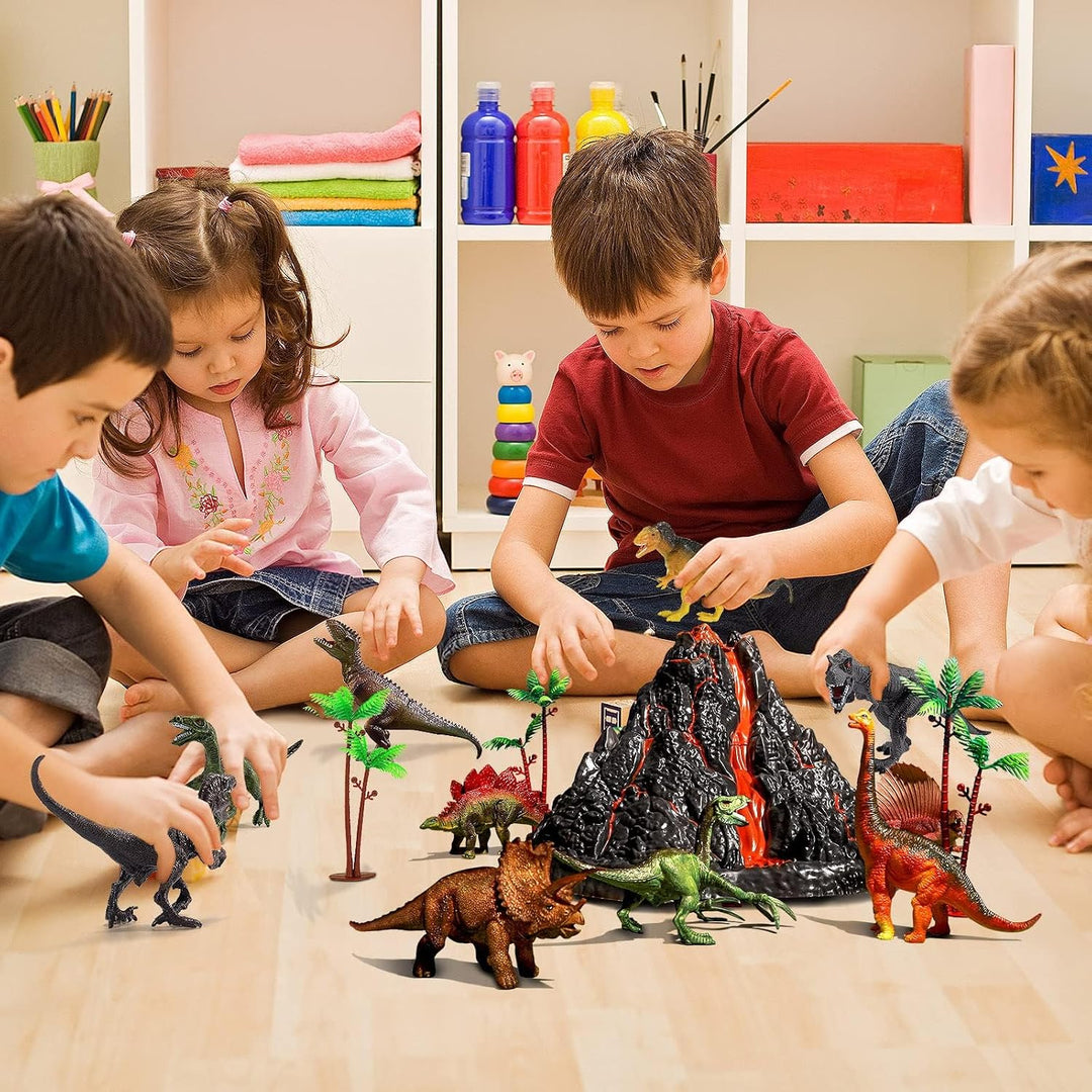 TOYSXYIN Juego de volcán grande con 9 figuras de acción de dinosaur...