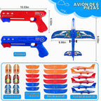 LJZJ 6 Pack LED Foam Plane Launcher, 2 Modes Outdoor Toy Gift Boys Girls 4+