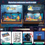 Juego de construcción de pecera 8 en 1, bloque de construcción de acuario marino con luz LED, recuerdos de fiesta, 9 modelos de juguete que incluye cangrejo de pulpo, regalos de cumpleaños de Navidad para niños y niñas de 6, 8, 10, 12 años en adelante