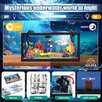 Juego de construcción de peceras 8 en 1, juguete de construcción de acuario marino con luz LED, paisaje en miniatura de animales, incluye cangrejo de pulpo, regalos de cumpleaños de Navidad para adultos, niños, niñas y niños de 6, 8, 10, 12 años en