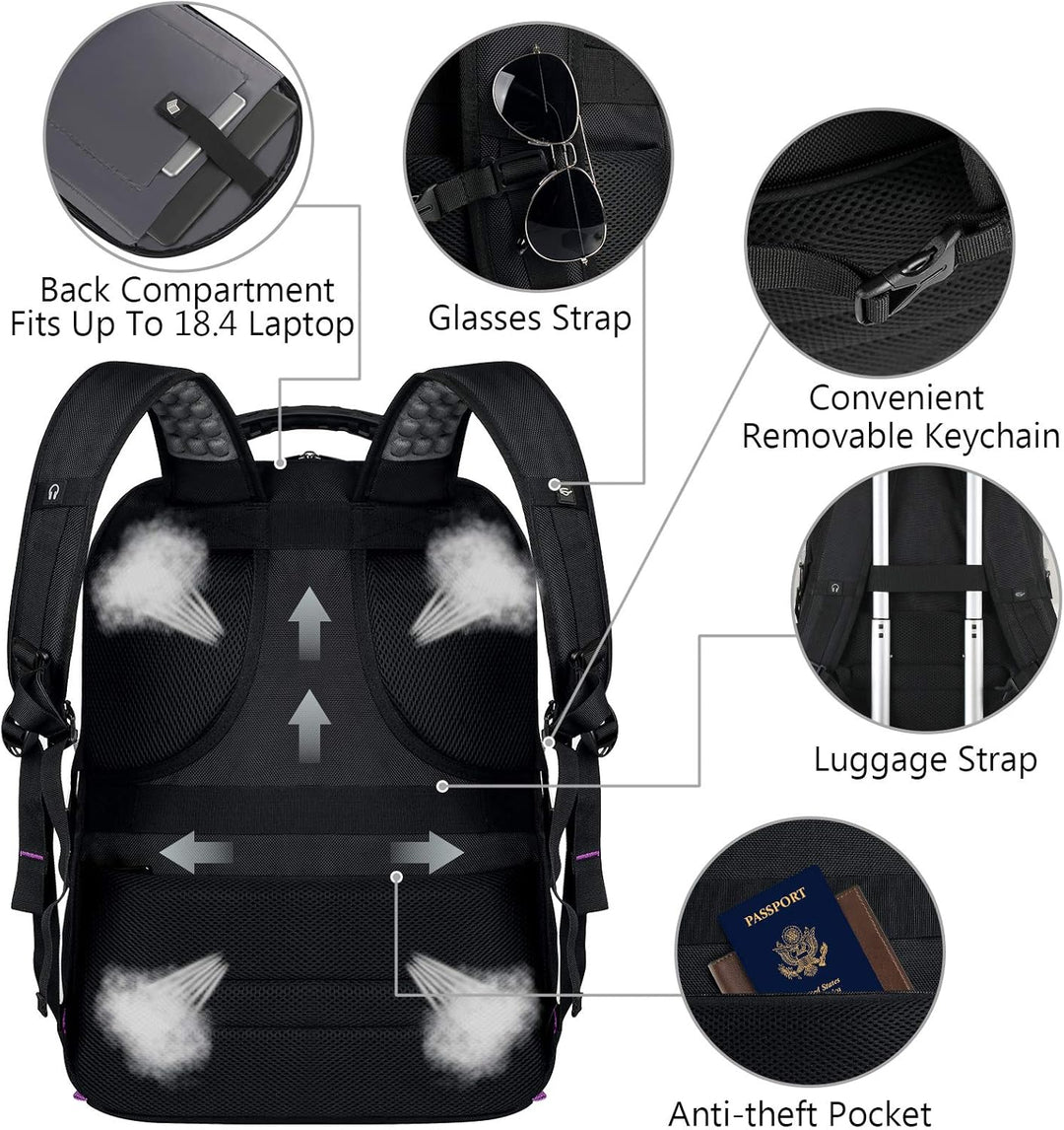 VECKUSON Mochila unisex para laptop de 18.4 pulgadas, morada, RFID,...