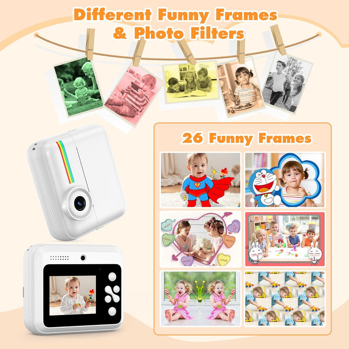 Cámara para niños, impresión de fotos instantánea, cámaras duales d...