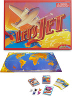 SimplyFun Let's Jet World Geography - Juego de mesa educativo para niños a partir de 8 años, juego de viaje mundial con mapa, tarjetas y peones de jet