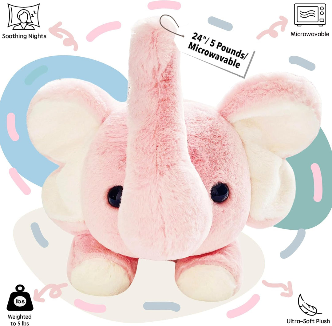 uoozii Animales de peluche con peso de elefante rosa de 24 pulgadas...