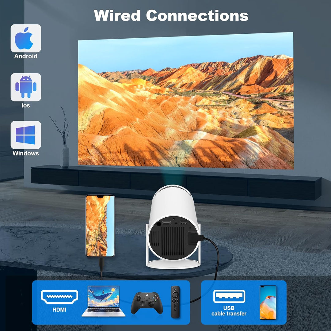 Mini proyector portátil, soporte 4K 1080P con doble banda WIFI6 5G...
