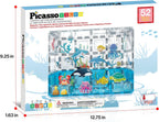 PicassoTiles Azulejos Magnéticos Bloques de construcción magnéticos para acuario, juego temático de animales marinos con 8 figuras de acción de personajes, tiburón, cangrejo, tortuga, juguetes STEM