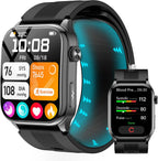 Smart Watch para Hombres y Mujeres con Diseño de Correa con Airbag, Pantalla AMOLED de 2.06", Monitor de Ritmo Cardíaco y Presión Arterial, Oxígeno en Sangre y Seguimiento del Sueño, 136 Modos Deportivos Fitness Tracker (Negro)