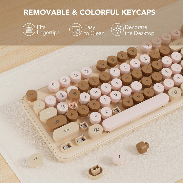 Combo de teclado y mouse inalámbricos, teclas redondas, teclado ret...