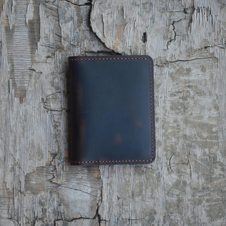 JJNUSA Cartera de cuero minimalista hecha a mano para hombres envej...