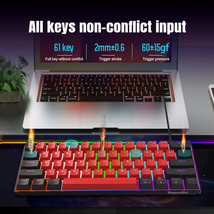 Snpurdiri Teclado Mecánico con Cable al 60%, Mini Teclado para Jueg...