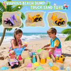 Juguetes de playa con 2 camiones, cubos plegables para niños de 3