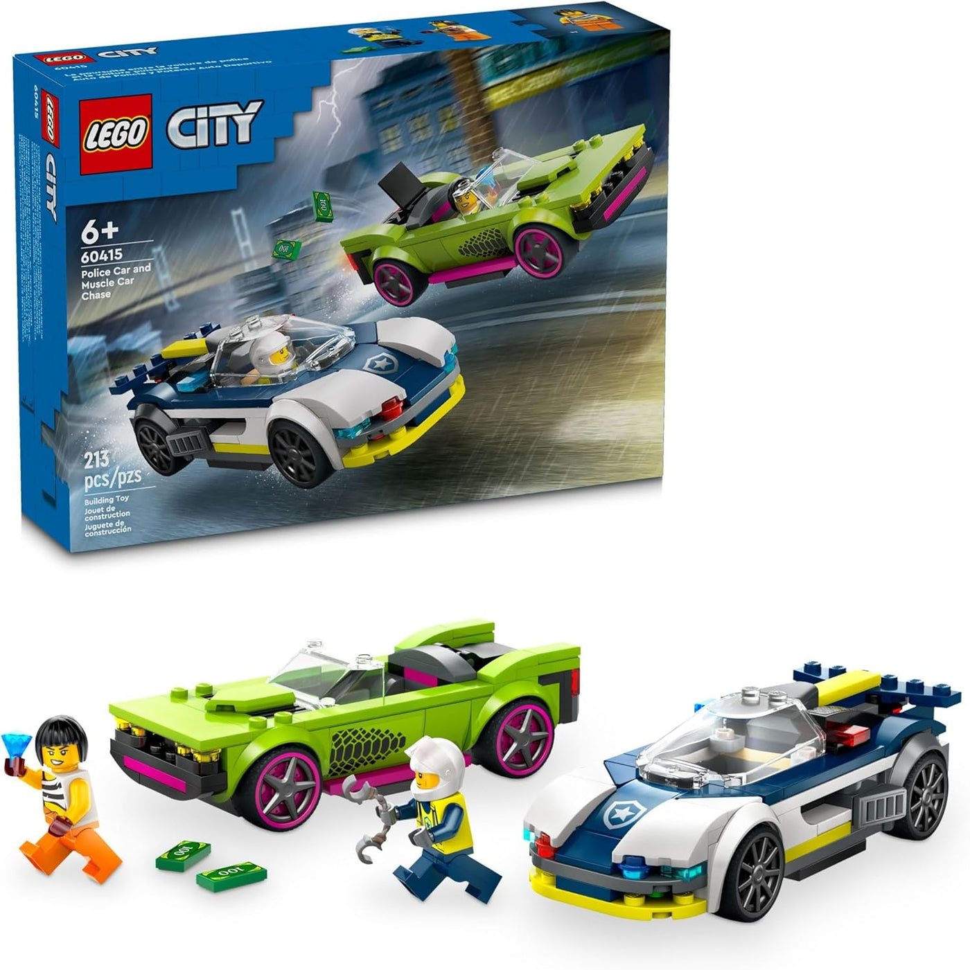 LEGO Coche de policía de la ciudad y persecución de autos