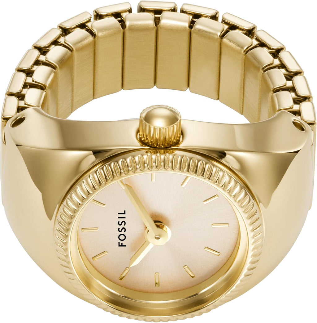 Fossil Reloj de Cuarzo de Acero Inoxidable de Dos Manos para Mujer con Anillo