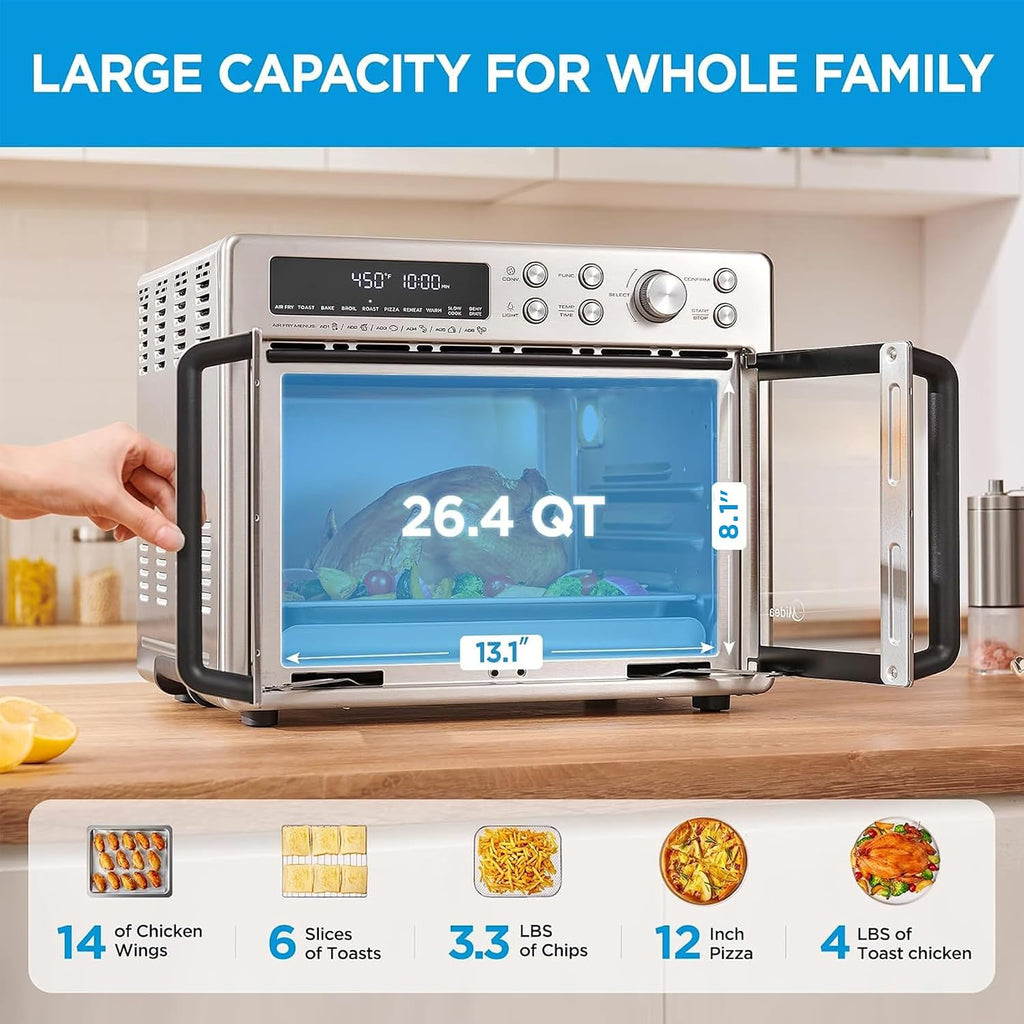 Midea Flexify Classic French Door Tostador Horno Freidora Combo, 26.4 cuartos de galón