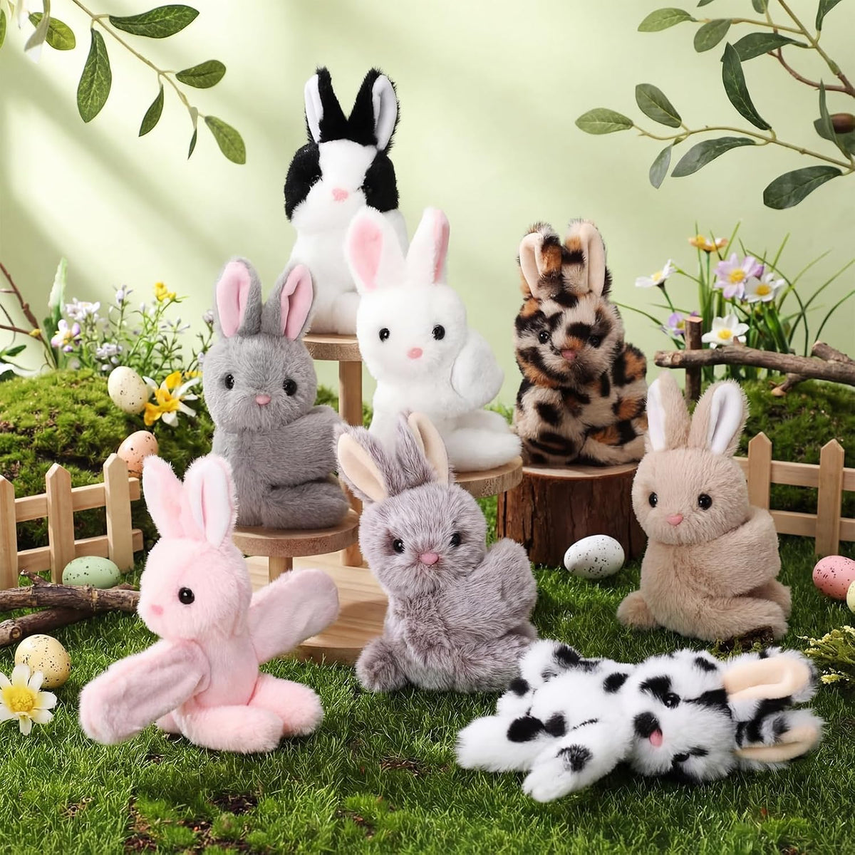 Liliful Paquete de 8 pulseras de peluche para niños, diseño de conejo