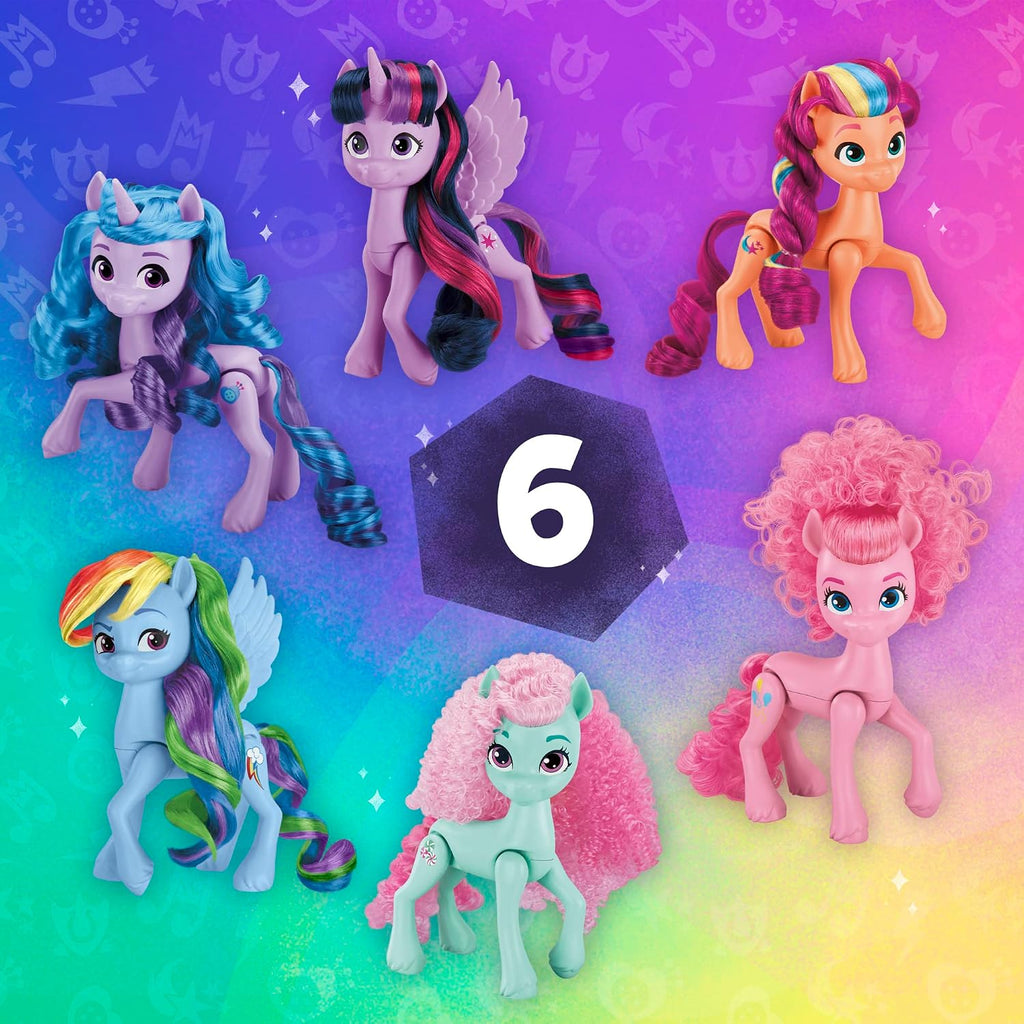 Muñecas My Little Pony Celebración del Arcoíris, Set de 6 Figuras de Poni, Muñecas de 14 cm, Juguetes para Niñas y Niños de 3 Años, Juguetes de Unicornio (Exclusivo de Amazon)