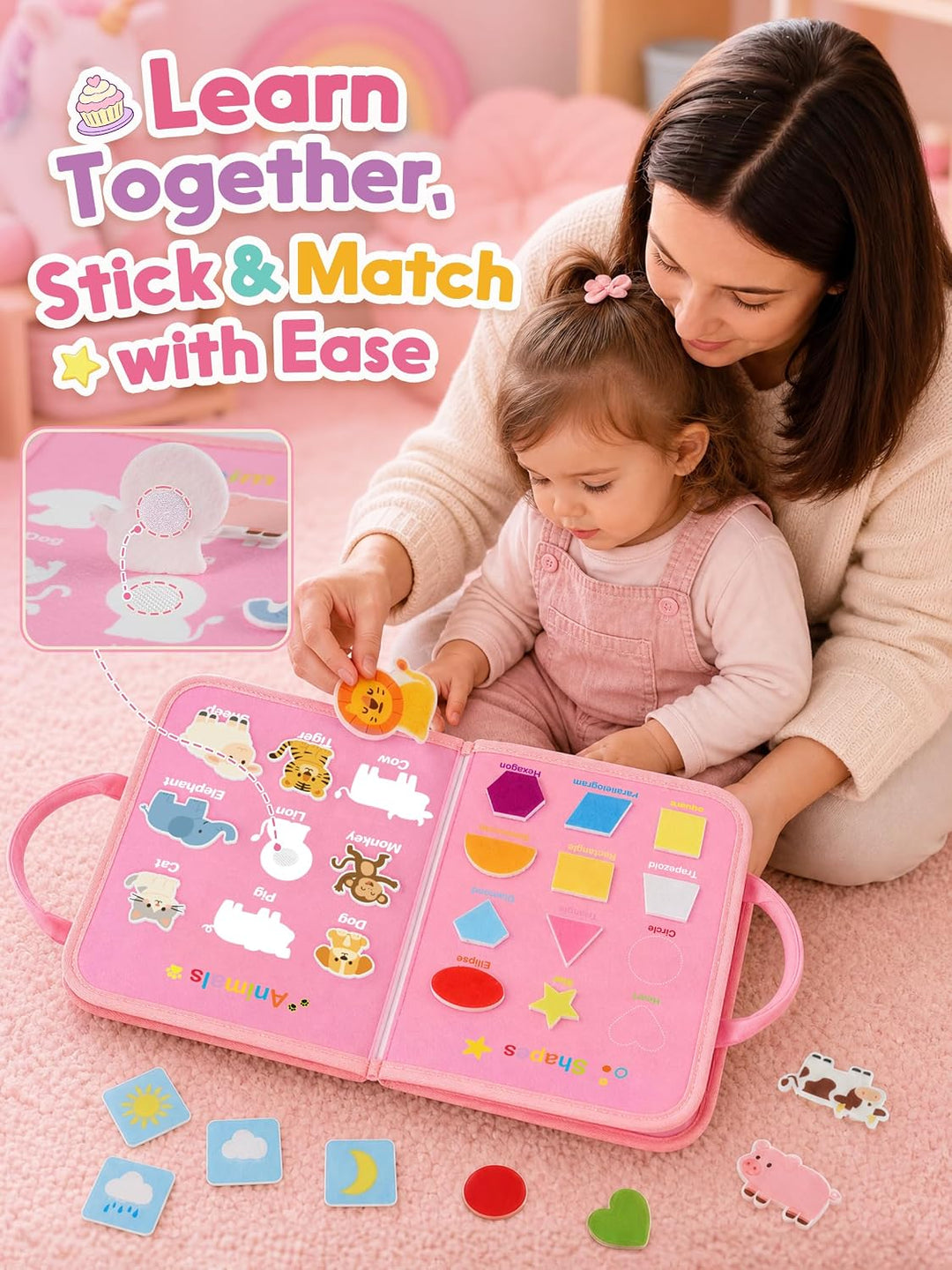 GONINO Juguete Montessori para niños pequeños, tabla ocupada de fie...