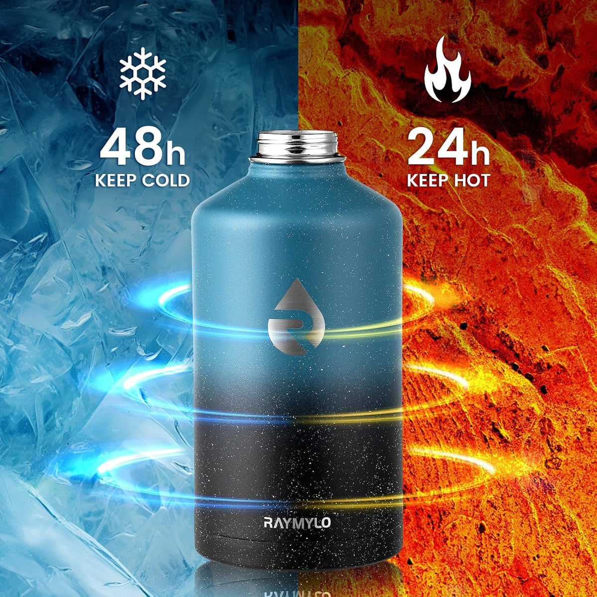 RAYMYLO Botella de agua de un galón aislada 128 oz, acero inoxidable