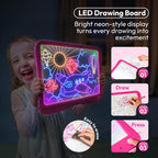JOVA Klever Kits - Tableta de dibujo de neón 2 en 1 y almohadilla de rastreo iluminada, 4 modos de iluminación, tablero de arte LED para niños, artes y manualidades