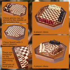 Juego de mesa de ajedrez de madera para 3 o 4 jugadores, juego de ajedrez, juego IQ, un tablero de ajedrez con posiciones marcadas de piezas de ajedrez, un regalo para entusiastas del ajedrez