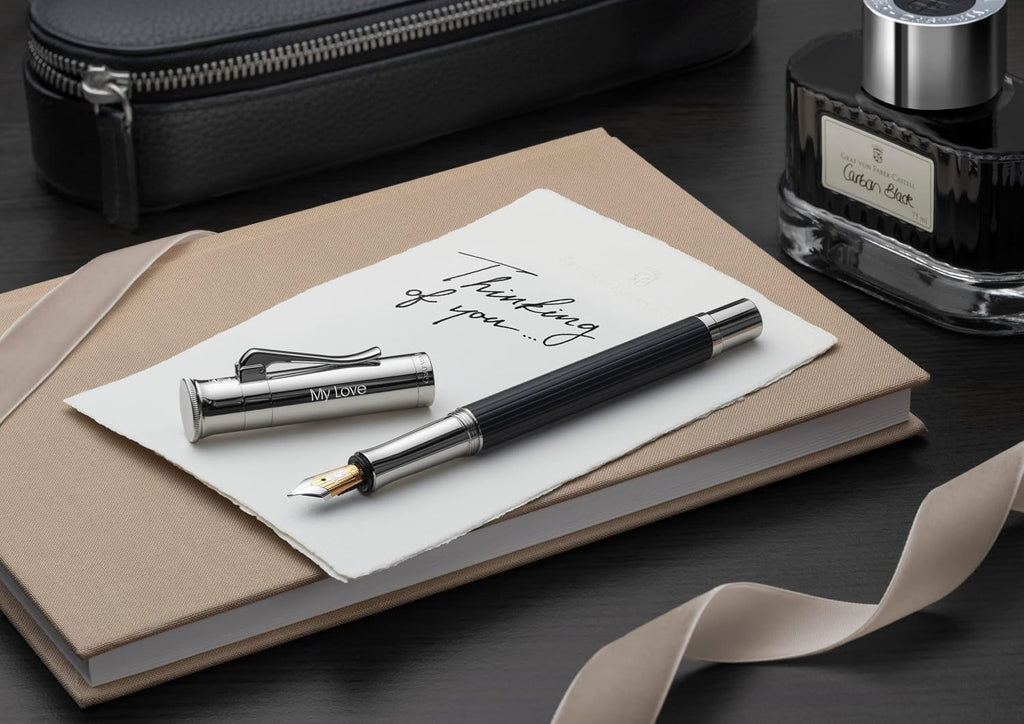 Graf von Faber-Castell Pluma estilográfica mediana clásica plateada platino