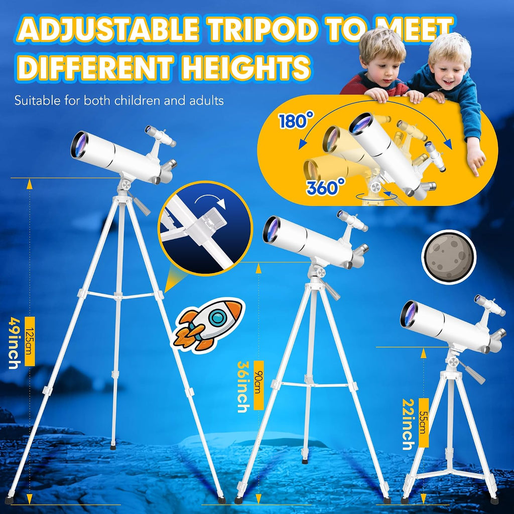 Telescope Hawkko de 80 mm de apertura y 500 mm para niños 8-12 y adultos principiantes