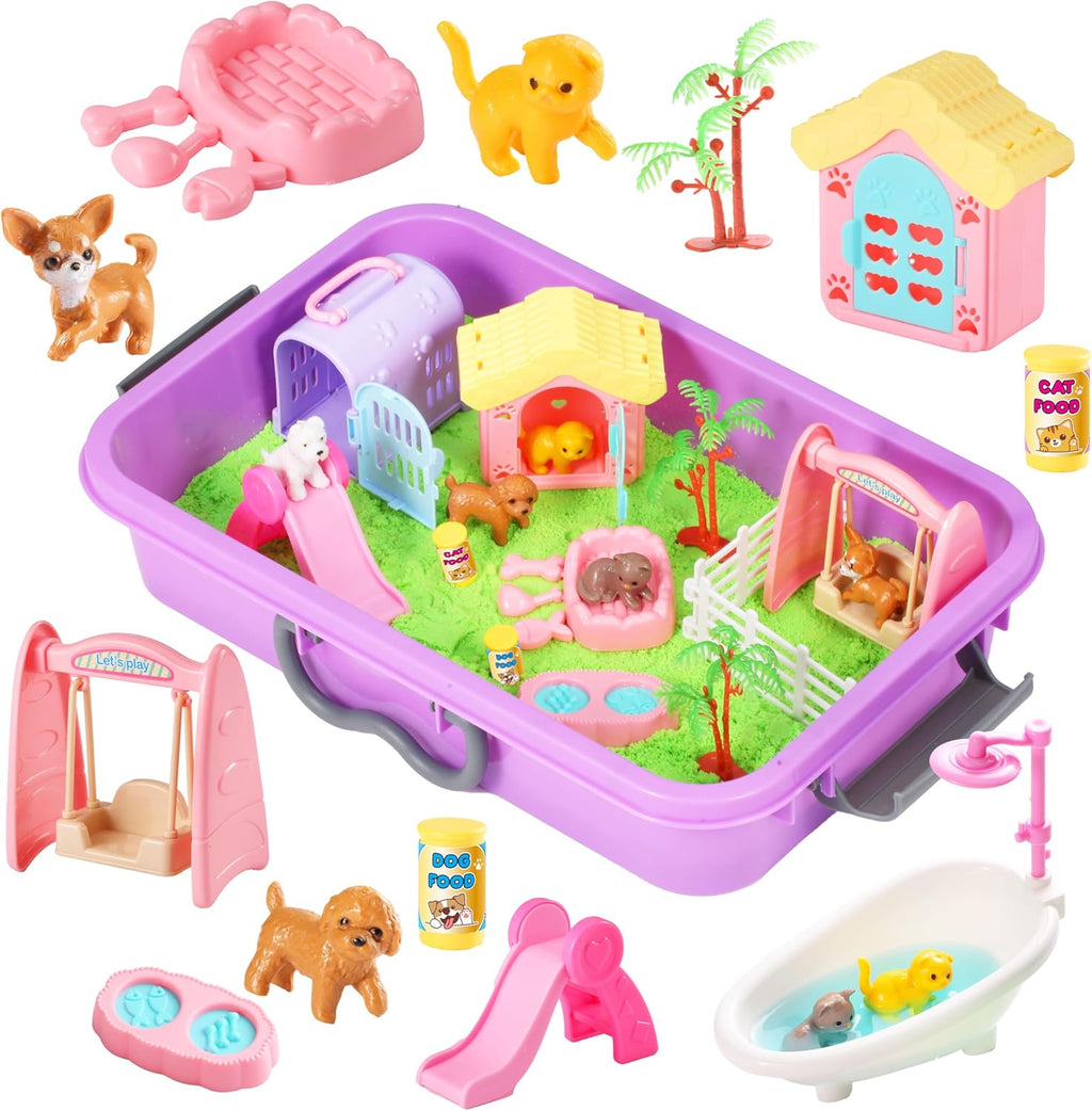 Pet Sensory Bin, Dog & Cat Sand Box Play Sand Kit, Sensory Toys