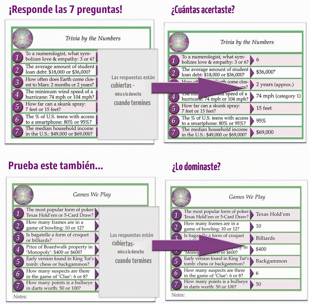 Cuestión de hecho, el juego de mesa desafío de trivia
