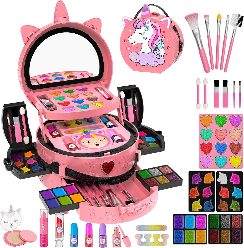 Kit de maquillaje de 59 piezas para niña, estuche de maquillaje lavable