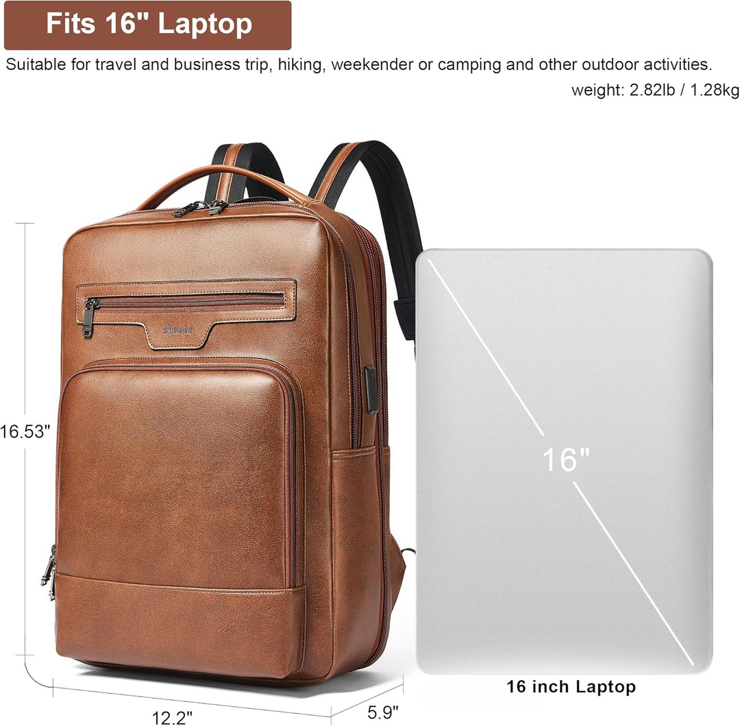 Mochila de cuero Shrrie para laptop para mujeres y hombres, mochila...