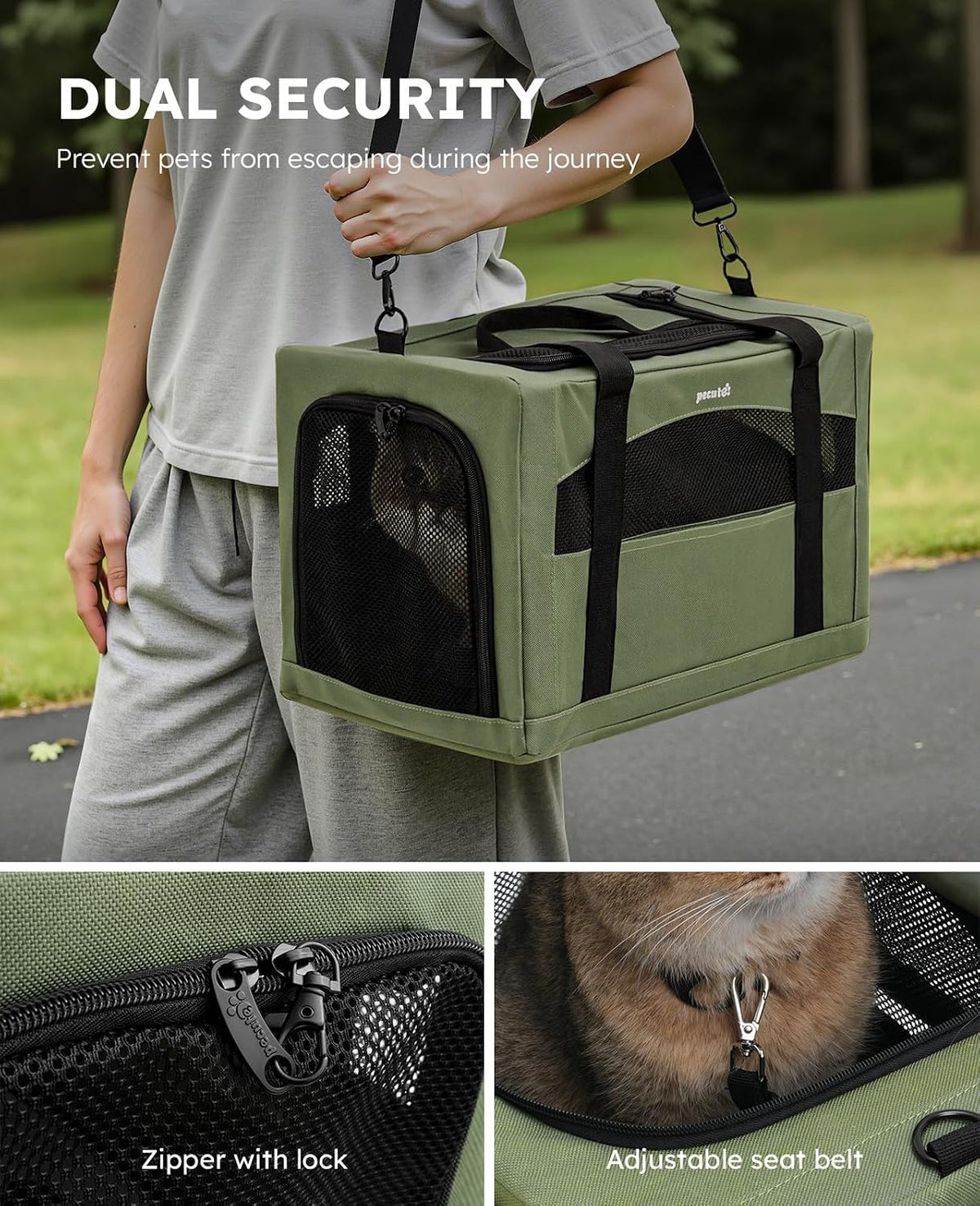 Pecute Transportador para gatos estable, transportador de mascotas con