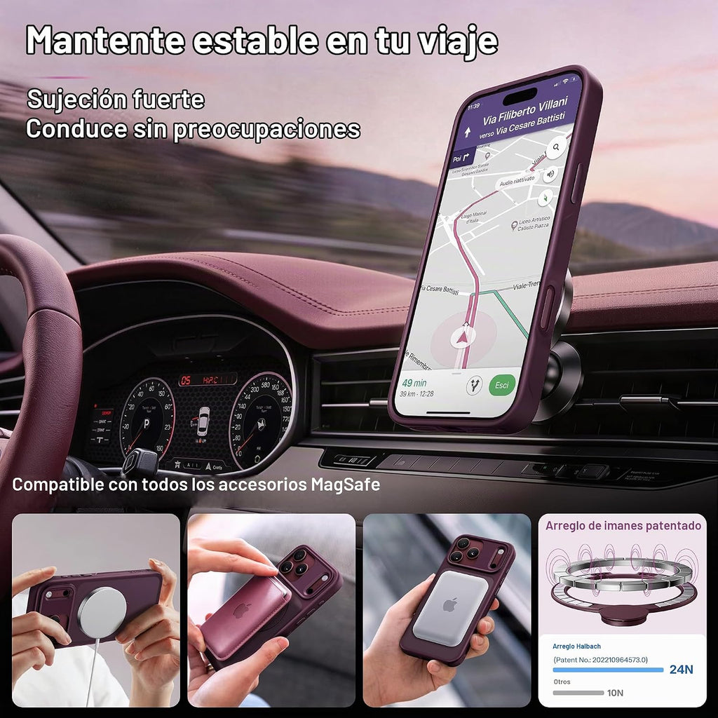 CASEKOO Burgundy para iPhone 18 Pro Max Case con 360 Spin Magnetic Stand