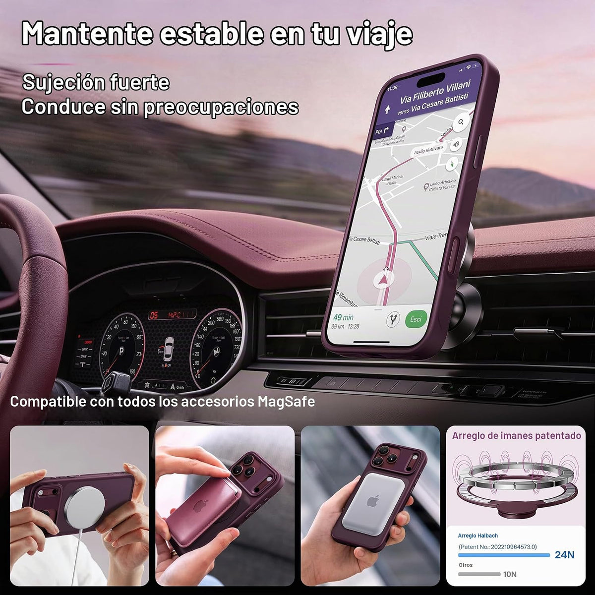 CASEKOO Burgundy para iPhone 18 Pro Max Case con 360 Spin Magnetic Stand