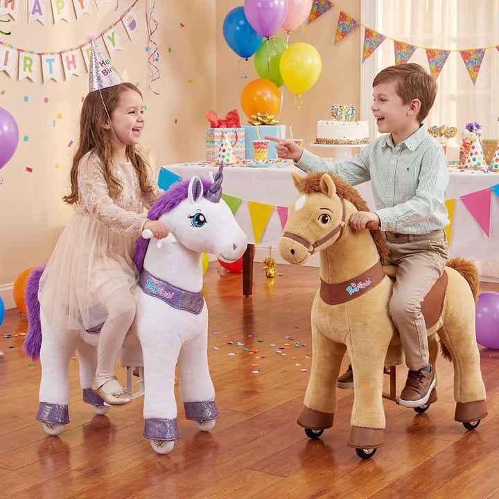 PonyCycle Unicornio de Montar para Niños de 4-7 años con Freno, Reg...